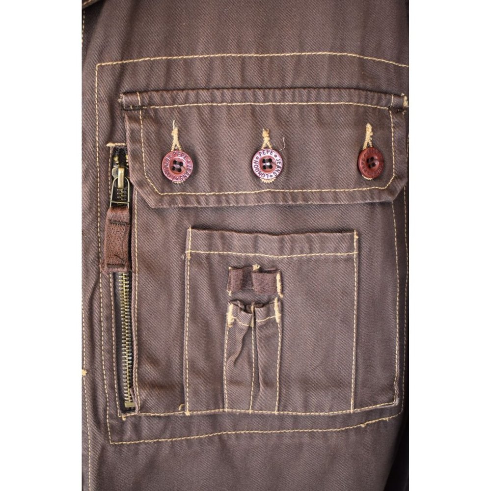 *SOLD Vintage Pepe Jeans London Dark Brown Superior Denim Jacket  Size L/XL - Picture 6 of 9